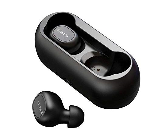 Auriculares Bluetooth, HOMSCAM Auriculares inalámbricos QCY Bluetooth 5.0 Sonido Estéreo Auricular Mini Twins In-Ear Auriculares Carga Rapida Resistente al Agua con Caja de Carga