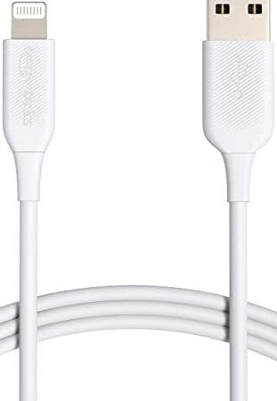 Amazon Basics - Cable Lightning a USB-A, cargador para iPhone certificado por MFi, color blanco, 0,9 m