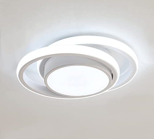 Comely Plafon Led Techo, 32W Moderna Lámpara de Techo LED, 2500LM Blanco Frío 6500K, Redondo Luz de Techo del Para Corredor Baño Cocina Sala de Estar Dormitorio Pasillo, Largo 28cm