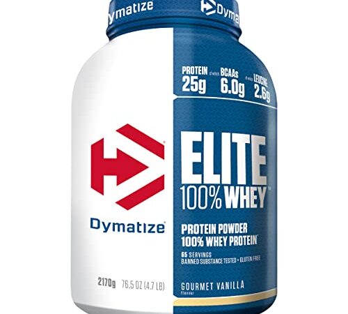 Dymatize Elite 100% Whey Gourmet Vanilla 2170g, Pulverizador de adecuada Poteína y Baja Azúcar + Proteína de Suero y BCAA