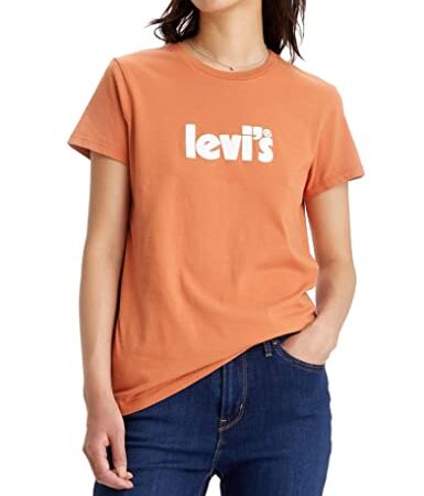 Levi's The Perfect Tee Camiseta Mujer Poster Logo Autumn Leaf (Naranja) L -