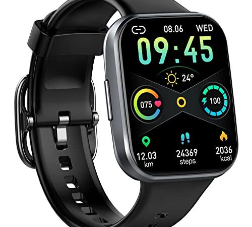 Smartwatch, 1.69'' Reloj Inteligente Hombre Mujer 25 Modos Deportes Pulsera Actividad Impermeable IP68 con Pulsómetro, Monitor de Sueño Podómetro Caloría Notificación de Mensajes para Android iOS