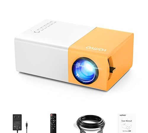 YG 300 Pro Proyector, Vamvo L2600 Mini Proyector Portátil para Movil, Soporta 1080p Full HD,Regalo Navidad Infantil, Recargable, Compatible con USB/HDMI/SD/AV