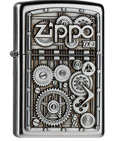 Zippo Gear Wheels Mechero, Metal, Satin Chrome, 3.5x1x5.5 cm