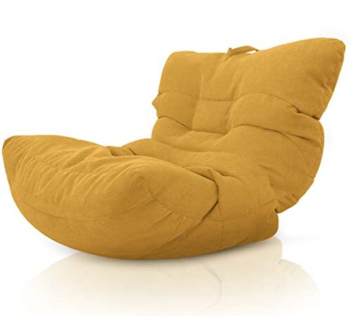 Aiire Puff Salon de Lujo XXL - Sofa Puf Gigante Moderno de Diseño - Modelos de Bean Bag Chair Grandes con Relleno Incluido para Adultos o Decoracion Habitacion Juvenil Amarillo