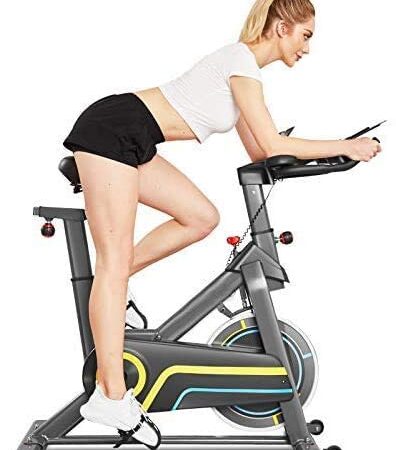 ANCHEER Bicicleta de Fitness con APP, Bicicleta de Interior Estacionaria, Monitor LCD, Frecuencia Cardiaca, Resistencia y Asiento a Justables Para eJercicio Silencioso y Liso en Casa