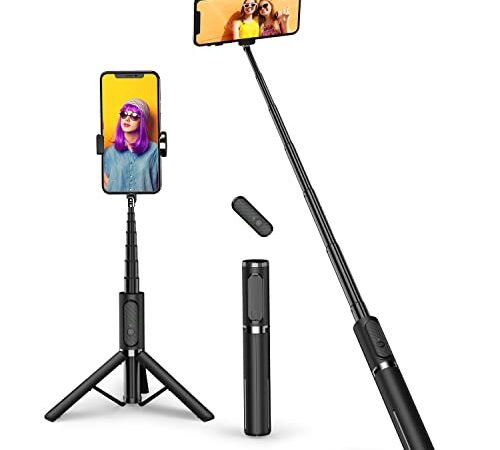 ATUMTEK Palo Selfie Trípode Bluetooth, Mini Extensible 3 en 1 Selfie Stick de Aluminio con Mando a Distancia Inalámbrico 270° Rotación para iPhone 12/11/XS MAX/XS/XR/X/8 Plus/8, Samsung, Xiaomi y Más