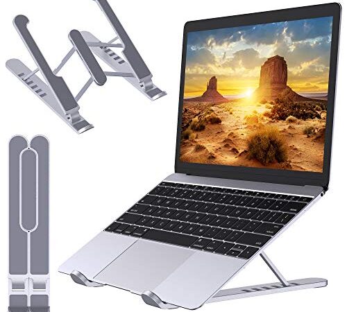 Babacom Soporte Portatil Mesa, Plegable Ventilado Soporte Ordenador Portátil, 6 Ángulos Ajustable Elevador Portatil Laptop Stand Compatible con MacBook Lenovo HP PC 10-15.6”, ABS+Silicona