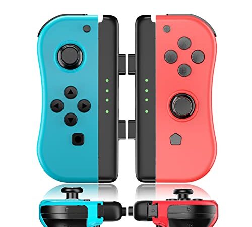 Bonacell Mando para Nintendo switch joy con,Mandos Inalambricos para Switch/Lite/OLED con Wake Up/Gyro Axis/Dual Vibración (Rojo y Azul)