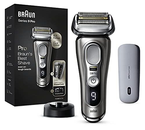 Braun Series 9 Pro 9425 S Afeitadora Eléctrica Hombre, Máquina de Afeitar Barba con Cabezal 4+1 con Recortadora ProLift, PowerCase, Color Gris