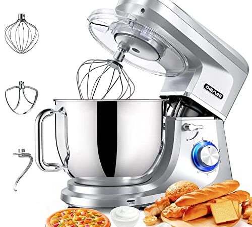 CHeflee Amasadora Batidora 1800 W Máquina de Cocina Gancho Para Masa, con Recipiente de Acero Inoxidable de 7,2 L, Multifuncional Para Hornear Batidora Vertical de Alimentos