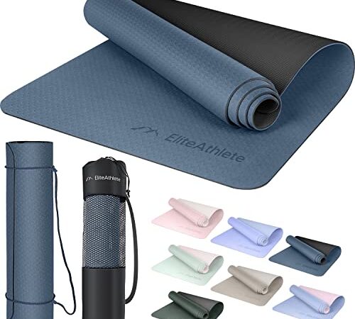 EliteAthlete Esterilla Yoga Antideslizante - Esterilla Fitness - Colchoneta Gimnasia - Yoga Mat - 183 x 61 x 0,6 cm - Esterilla Pilates incl. correa de transporte + bolsa