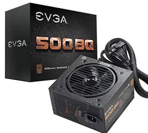 EVGA 500 BQ, 80+ BRONZE 500W, Semi Modular, FDB Ventilador, Fuente de Alimentación 110-BQ-0500-K2