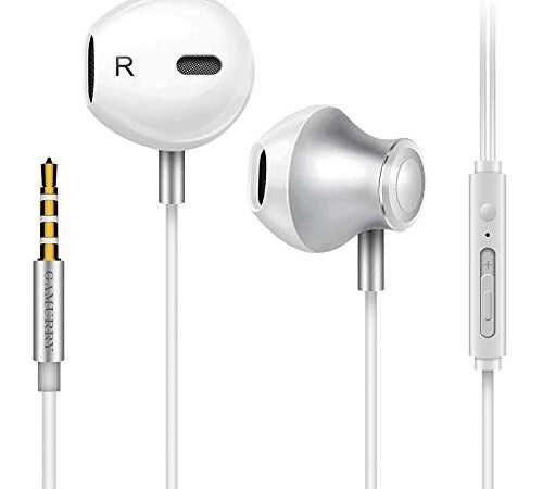 GAMURRY Auriculares,Auriculares con micrófono, Sistema de cancelación de Ruido y Sonido Envolvente. Compatibles con Android y PC (Blanco)