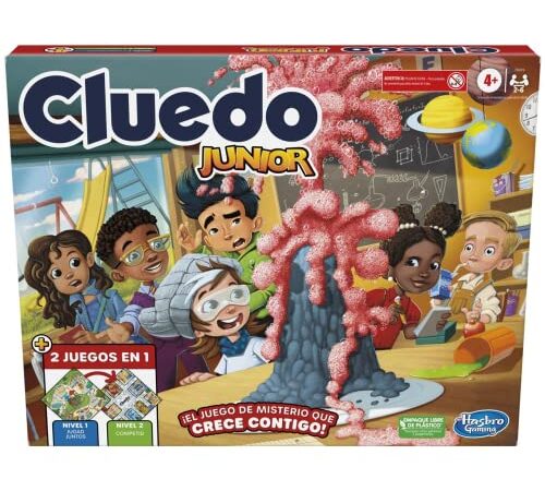 Hasbro Gaming Cluedo Junior - Tablero de 2 Caras - 2 Juegos en 1 - Juego de Misterio para niños y niñas - Juego para 2 a 6 Jugadores - Juego de Mesa Infantil