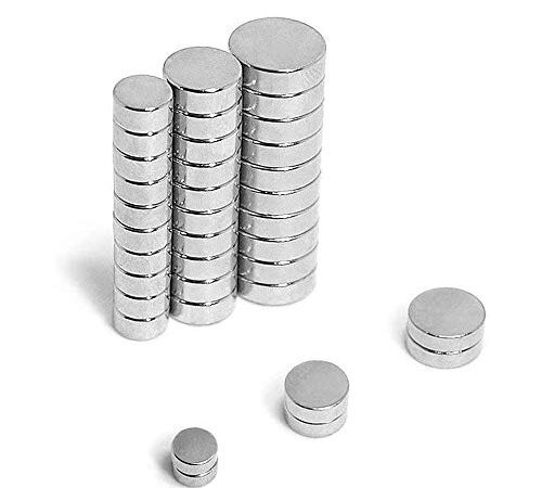 Imanes Neodimio, Imanes Nevera Extrem Imán Fuerte 2,2 kg de Fuerza Imanes de Disco de Tierra RARA para artesanías, Manualidades, Hobbies(6mm 8mm 10mm) (60pc)