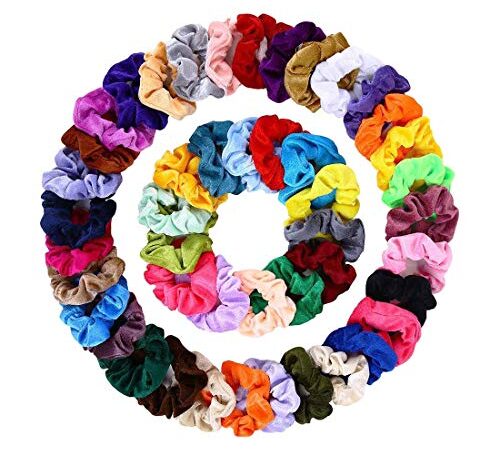 JUHONNZ Scrunchies Terciopelo, 46 PCS Elásticas Coleteros para Cabello para Mujeres y niñas, Accesorios para el Cabello