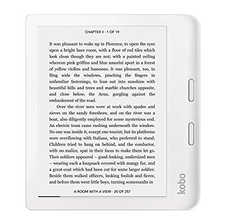 Kobo Libra 2 | eReader | Pantalla 7" táctil Carta EInk antirreflejos | Temperatura del color y brillo ajustables | Reducción luz azul | eBooks y AudioBooks | Memoría 32GB | Resistente al agua | Blanco