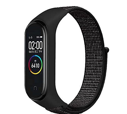 Lavender1 Compatible con Correas Mi Band5 Nylon Mi Band 6 Correa Deportes Nylon Loop Pulseras Xiaomi Mi Band 4/Band 3 Nylon Correa Suave y Transpirable para Xiaomi Mi Band 6/5/4/3 (Negro)