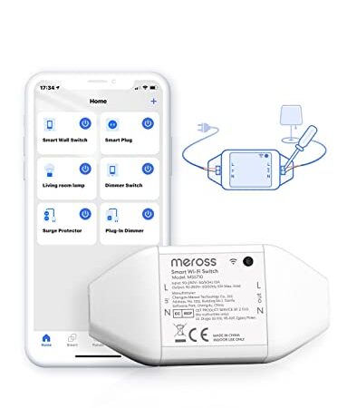 Meross Interruptor Universal Inteligente, Interruptor Inteligente 10A DIY Compatible con Alexa, Google Home y SmartThings, Interruptor WiFi con Control de Voz, Control Remoto y Función de Tiempo