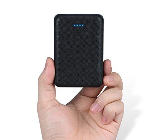 POSUGEAR PowerBank 10000mAh, Bateria Externa Movil, Cargador Portatil Mini, con 2 USB+1 TYPEC Salidas 3A, Compatible con iPhone, Samsung, Huawei, iPad, etc (Negro)