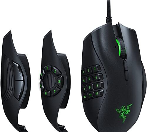 Razer Naga Trinity - Ratón Gaming MOBA/MMO (3 Placas Laterales Intercambiables, Sensor Óptico de 5G de 16 000 PPP, hasta 19 Botones Programables) Negro