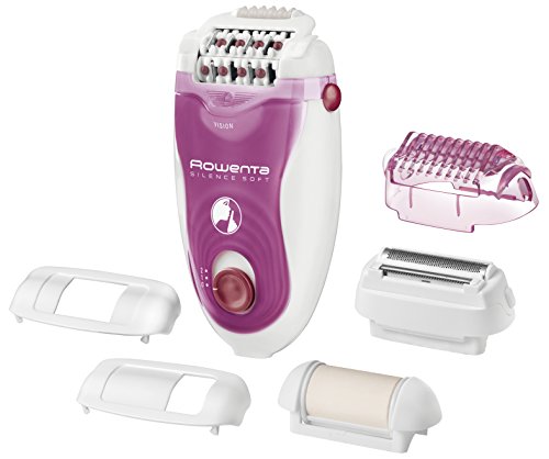 Rowenta Silence Soft EP5660 - Depiladora 2 velocidades, sistema antidolor de 24 pinzas, luz frontal Led, Color Rosa, Blanco