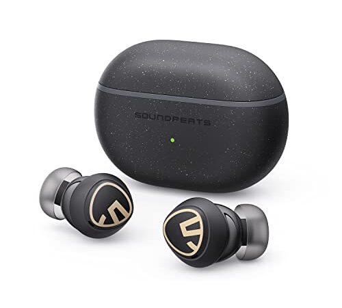 SoundPEATS Mini Pro HS Auriculares Inalámbricos con Hi-Res Audio y Tecnología LDAC, Auriculares Bluetooth 5.2 Híbridos con Cancelación Activa de Ruido, 6 Mic y ENC para Llamadas Claras, Total 26 Horas