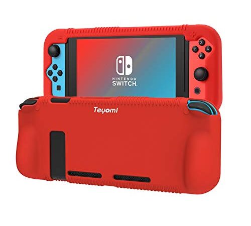 Teyomi Funda Nintendo Switch, Carcasa Protectora de Silicona para Nintendo Switch con 2 Ranuras de Almacenamiento para Tarjetas de Juego Absorción de Choque y Antiarañazos