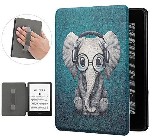 Billionn Funda para Kindle Paperwhite 11ª generación E-Reader (6.8 pulgadas, 2021) y Kindle Paperwhite Signature Edition, con reposo de manos y apagado automático, elefante