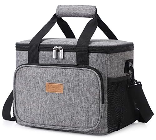 Lifewit 15L Bolsa de Enfriamiento,Bolsa Isotermica de Almuerzo Nevera para Alimentos Frutas Porta de Comida con Forro Plástico Aislamiento Térmico,Genial para Playa,Picnic,Camping,Barbacoa,Gris