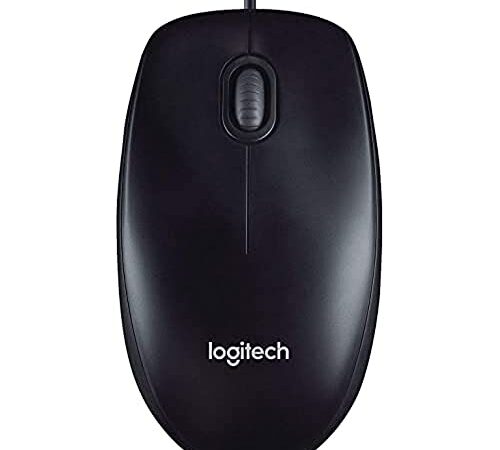 Logitech M90 Ratón con Cable USB, Seguimiento Óptico 1000 DPI, Ambidiestro, PC, Mac, Portátil, Negro