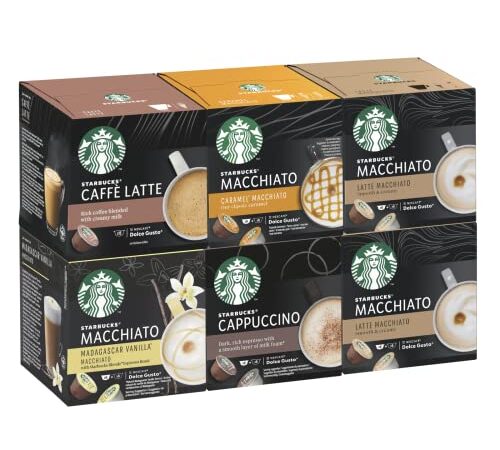 STARBUCKS Paquete Variado Latte de Nescafe Dolce Gusto Cápsulas de Café 6 x Caja de 12 Unidades 759 g