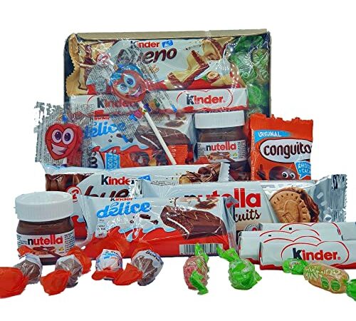 Super Bandeja Chocolates Kinder - Nutella - Conguitos. +15 Unid. El Regalo Ideal para Comuniones, Bodas, Bautizos, Cumpleaños. Pack de Chocolates Kinder - Nutella - Conguitos [IAMI]